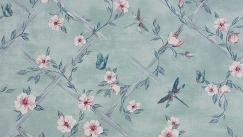 Rosanna Trellis Aqua-Teal-Blush W7145-02